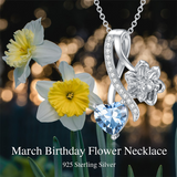 Sterling Silver Cubic Zirconia 12 Month Birth Flower Pendant Necklace