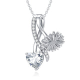 Sterling Silver Cubic Zirconia 12 Month Birth Flower Pendant Necklace