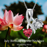 Sterling Silver Cubic Zirconia 12 Month Birth Flower Pendant Necklace