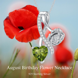 Sterling Silver Cubic Zirconia 12 Month Birth Flower Pendant Necklace