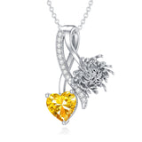 Sterling Silver Cubic Zirconia 12 Month Birth Flower Pendant Necklace