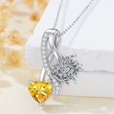 Sterling Silver Cubic Zirconia 12 Month Birth Flower Pendant Necklace