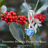 Sterling Silver Cubic Zirconia 12 Month Birth Flower Pendant Necklace