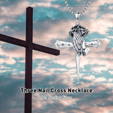 Sterling Silver Praying Hands Angel Sword Wing Cross Pendant Necklace Religious Gifts for Men