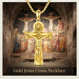 14K Gold Plated Religious Amulet  Cross Pendant Necklace