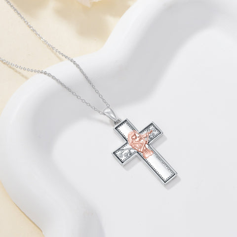 Sterling Silver Cross Flute Gymnastics Violin Piano Cello Pendant Necklace Cross Jewelry Birthday Christmas Gift