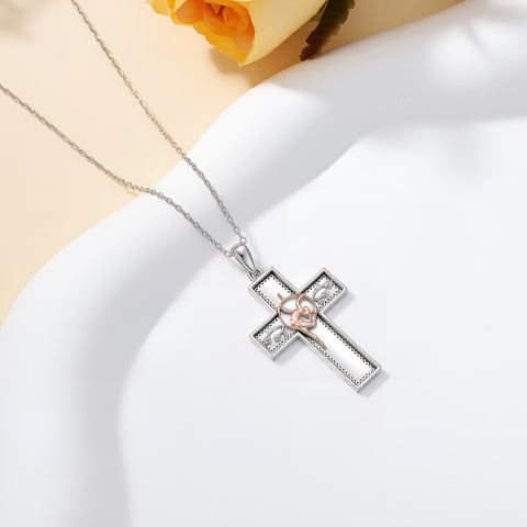 Sterling Silver Cross Flute Gymnastics Violin Piano Cello Pendant Necklace Cross Jewelry Birthday Christmas Gift