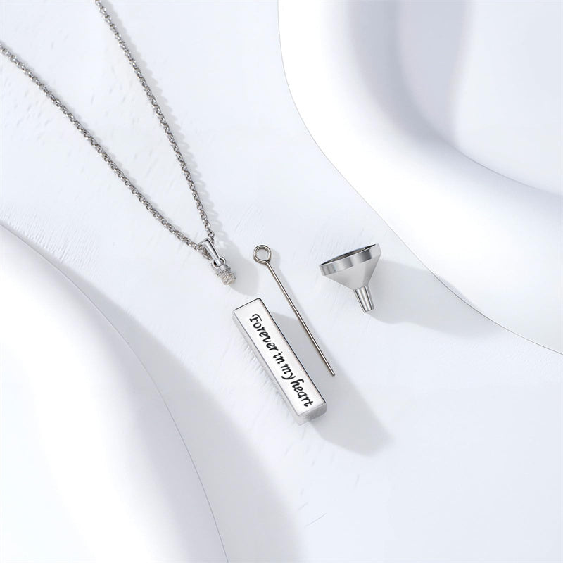 Sterling Silver  Opal Personalized Engraved Bar Pet  Butterfly Dragonfly Tree of Life  Urn Necklace for Ashes