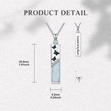 Sterling Silver  Opal Personalized Engraved Bar Pet  Butterfly Dragonfly Tree of Life  Urn Necklace for Ashes
