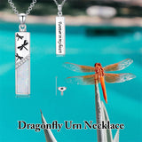 Sterling Silver  Opal Personalized Engraved Bar Pet  Butterfly Dragonfly Tree of Life  Urn Necklace for Ashes