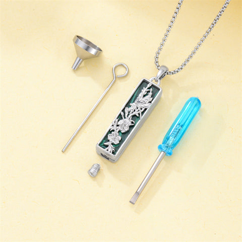 Sterling Silver Hummingbird Urn Necklace for Ashes