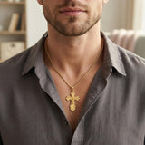 14K Gold Plated Religious Amulet  Cross Pendant Necklace