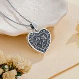 Sterling Silver Butterfly Heart Birth Flower Photo Locket Pendant Necklace for Women Birthday Christmas  Gifts