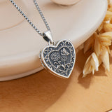 Sterling Silver Butterfly Heart Birth Flower Photo Locket Pendant Necklace for Women Birthday Christmas  Gifts