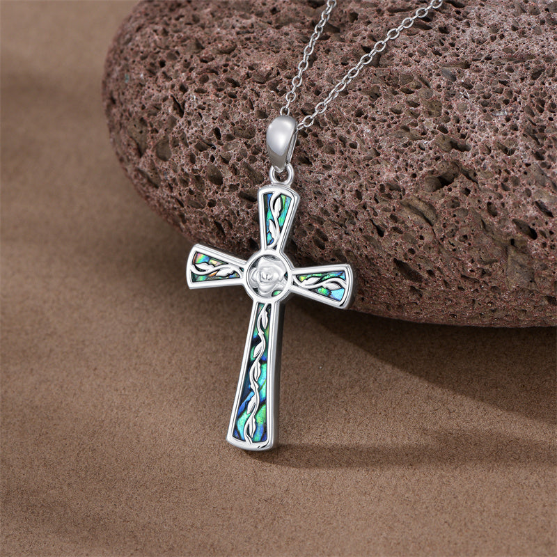 Sterling Silver Abalone Shell Dragonfly Plumeria Rose Sunflower Pendant Necklace