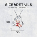 Sterling Silver Heart Birthstone Fox Pendant Necklace