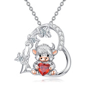 Sterling Silver Highland Cow Pendant Necklace