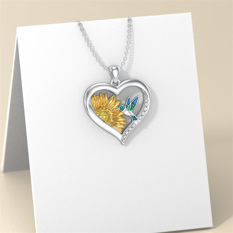 Sterling Silver Heart Dragonfly Hummingbird Pendant Necklace Jewelry Gifts for Christmas Anniversary