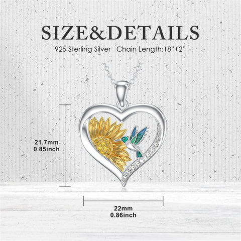 Sterling Silver Heart Dragonfly Hummingbird Pendant Necklace Jewelry Gifts for Christmas Anniversary