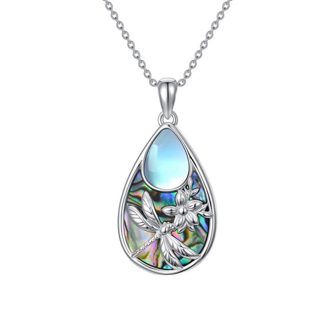 Sterling Silver Moonstone Cardinal Dragonfly Hummingbird Butterfly Bee Pendant Necklace for Women