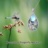 Sterling Silver Moonstone Cardinal Dragonfly Hummingbird Butterfly Bee Pendant Necklace for Women