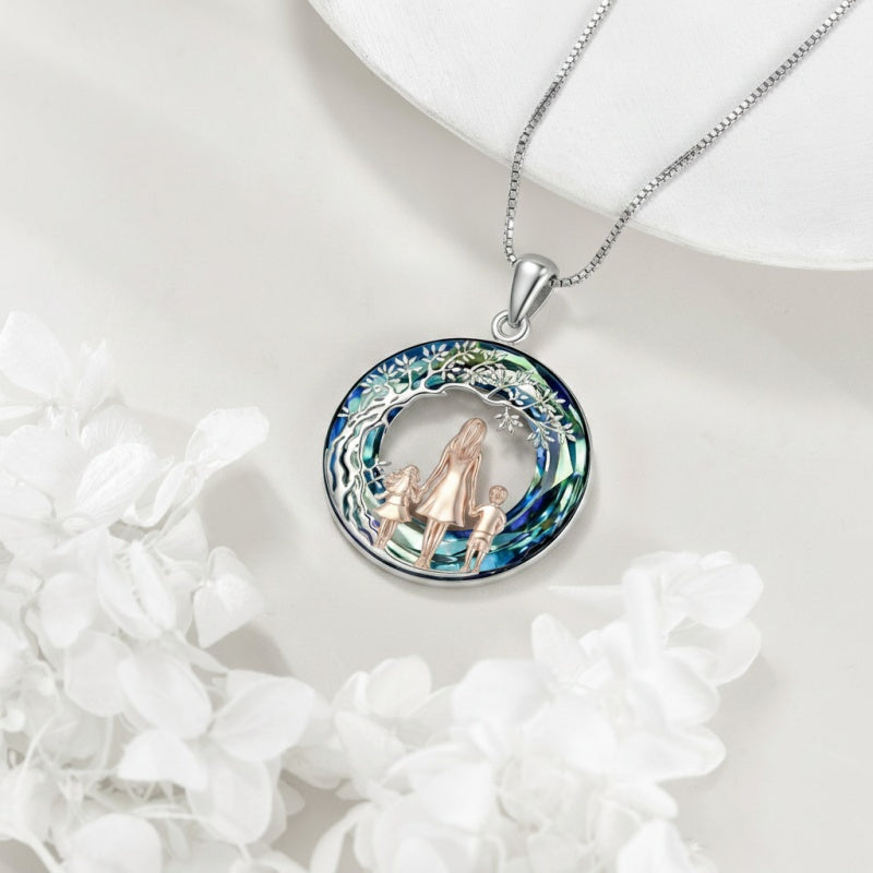 Sterling Silver  Crystal Tree of Life Mother Daughter Father Daughter Sisters Friends Pendant Necklace for Women