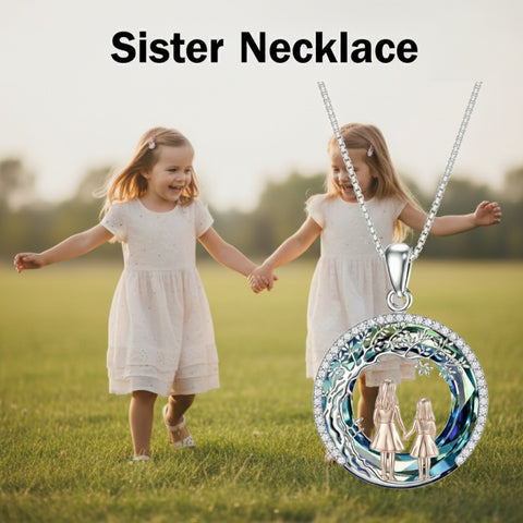 Sterling Silver  Crystal Tree of Life Mother Daughter Father Daughter Sisters Friends Pendant Necklace for Women