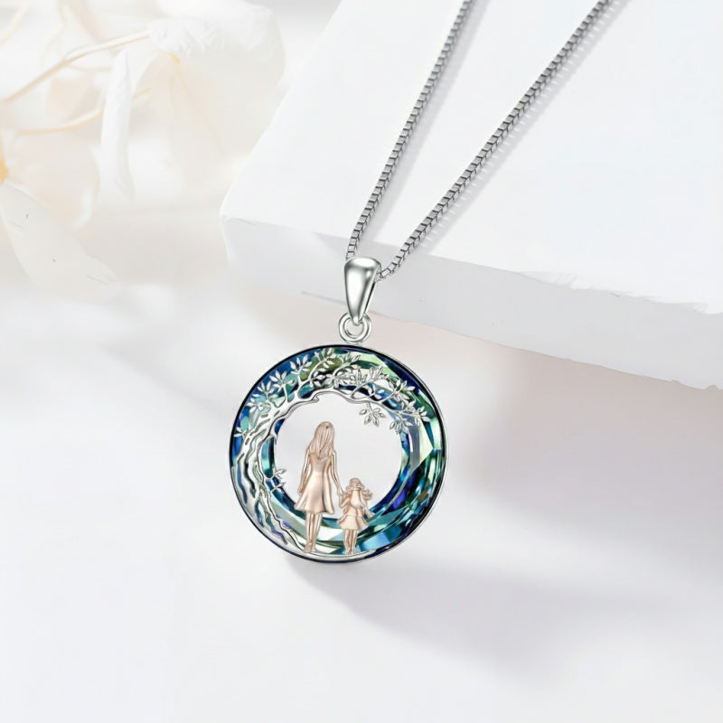Sterling Silver  Crystal Tree of Life Mother Daughter Father Daughter Sisters Friends Pendant Necklace for Women