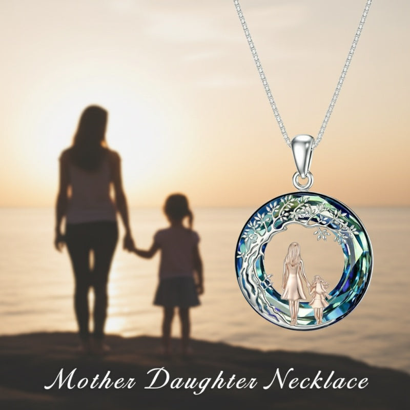 Sterling Silver  Crystal Tree of Life Mother Daughter Father Daughter Sisters Friends Pendant Necklace for Women