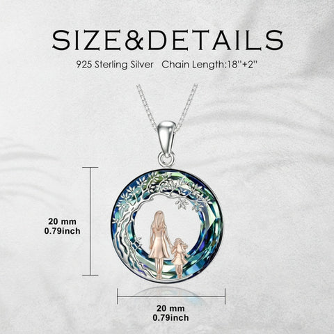 Sterling Silver  Crystal Tree of Life Mother Daughter Father Daughter Sisters Friends Pendant Necklace for Women