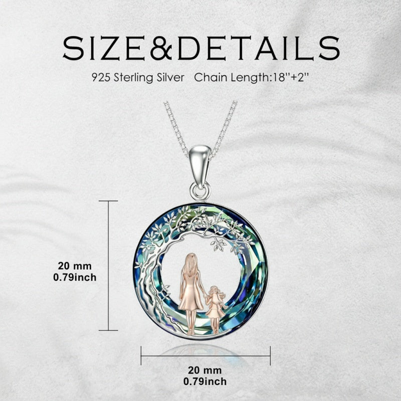 Sterling Silver  Crystal Tree of Life Mother Daughter Father Daughter Sisters Friends Pendant Necklace for Women
