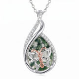 Sterling Silver Lapis Lazuli Black Onyx Moonstone Moss Agate Turquoise Butterfly Dragonfly Hummingbird  Pendant Necklace