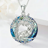 Sterling Silver Crystal  Hippo Elephant Squirrel Otter Bear Tree of Life Pendant Necklace  Mother's Day Christmas Gifts