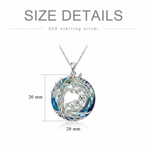 Sterling Silver Crystal  Hippo Elephant Squirrel Otter Bear Tree of Life Pendant Necklace  Mother's Day Christmas Gifts