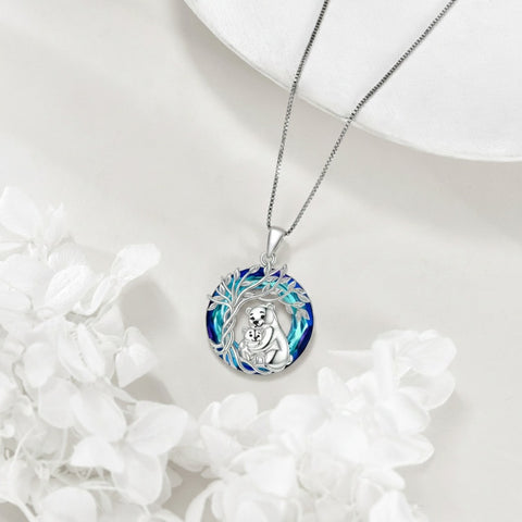Sterling Silver Crystal  Hippo Elephant Squirrel Otter Bear Tree of Life Pendant Necklace  Mother's Day Christmas Gifts