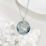 Sterling Silver Crystal  Hippo Elephant Squirrel Otter Bear Tree of Life Pendant Necklace  Mother's Day Christmas Gifts