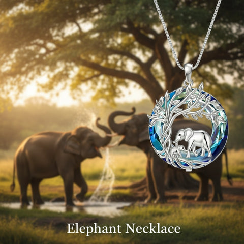 Sterling Silver Crystal  Hippo Elephant Squirrel Otter Bear Tree of Life Pendant Necklace  Mother's Day Christmas Gifts