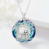 Sterling Silver Crystal  Hippo Elephant Squirrel Otter Bear Tree of Life Pendant Necklace  Mother's Day Christmas Gifts