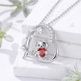 Sterling Silver Birthstone  Cat Pendant Necklace for Women