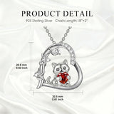 Sterling Silver Birthstone  Cat Pendant Necklace for Women