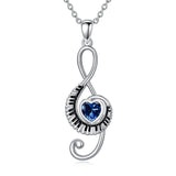 925 Sterling Silver Birthstone  Music Piano  Pendant Necklace