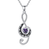 925 Sterling Silver Birthstone  Music Piano  Pendant Necklace