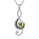 925 Sterling Silver Birthstone  Music Piano  Pendant Necklace