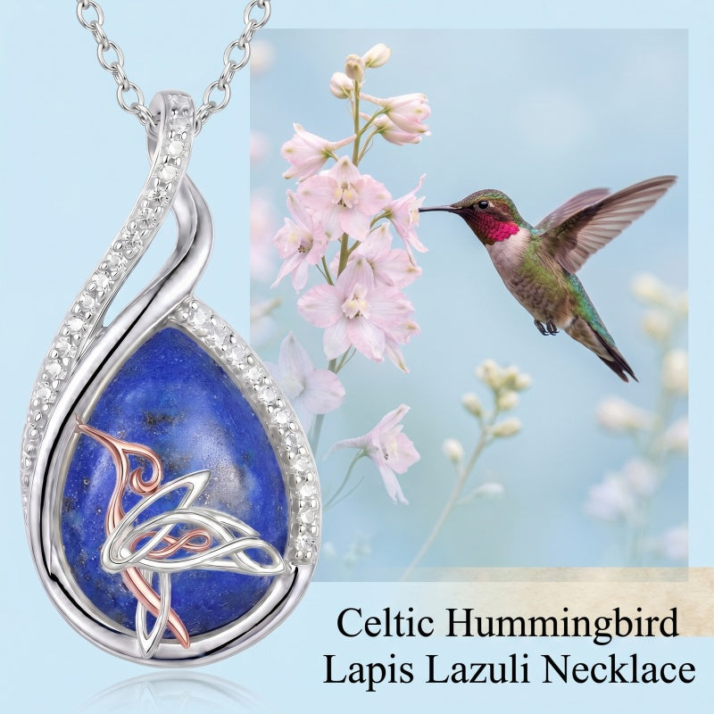 Sterling Silver Lapis Lazuli Black Onyx Moonstone Moss Agate Turquoise Butterfly Dragonfly Hummingbird  Pendant Necklace