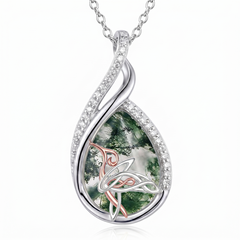 Sterling Silver Lapis Lazuli Black Onyx Moonstone Moss Agate Turquoise Butterfly Dragonfly Hummingbird  Pendant Necklace