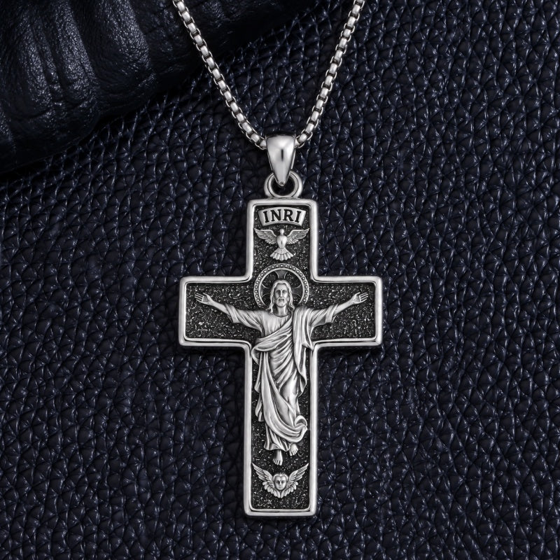 Sterling Silver Cross Pendant Necklace Christian Religious Jewelry Gifts for Anniversary