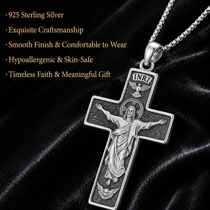 Sterling Silver Cross Pendant Necklace Christian Religious Jewelry Gifts for Anniversary