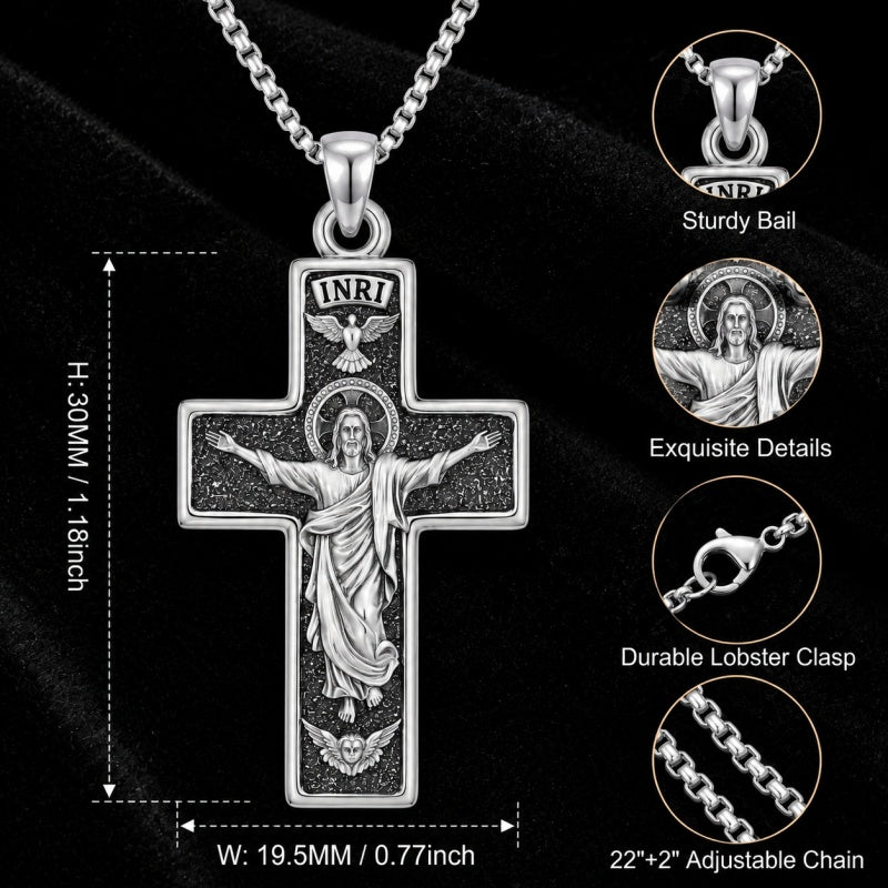 Sterling Silver Cross Pendant Necklace Christian Religious Jewelry Gifts for Anniversary