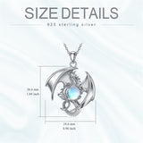 Sterling Silver Moonstone Dragon Pendant Necklace