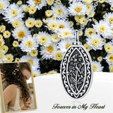 Personalized Custom Birth Flower Urn Necklace for Ashes S925 Silver 12 Month Pendant Cremation Jewelry for Women